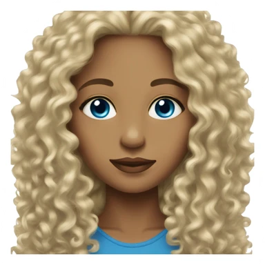 woman light skin long dark curly hair blue eyes sticker