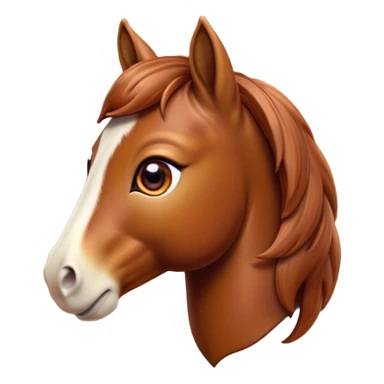 Cinematic Cute Chestnut Horse Portrait Emoji, Head tilted playfully and inquisitively, showcasing a glossy chestnut fur with a vibrant sheen and gentle, expressive amber eyes, Simplified yet irresistibly adorable features, highly detailed, glowing with a warm, friendly glow, high shine, affectionate and spirited, stylized with a touch of whimsy, bright and endearing, soft glowing outline, capturing the essence of a mischievous yet loving horse, so playful it feels like it could prance out of the screen and into your arms! sticker