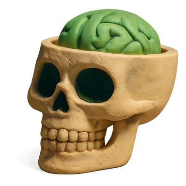 cut-up skull with green brain inside sticker
