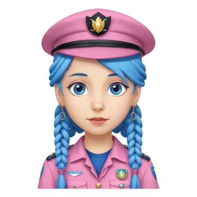 very pretty girl big blue eyes, scout girl with pretty pink uniform, blue dreadlocks, and big earrings and scouts hat sticker