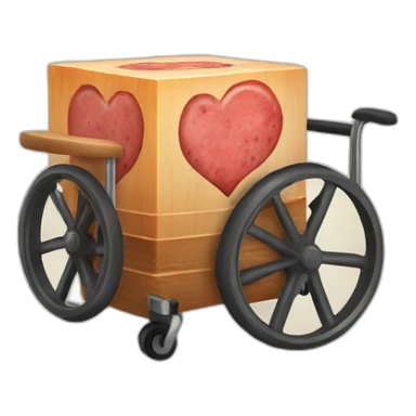 fresh meat cube on wooden wheelchair sticker