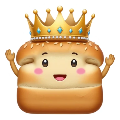 a loaf of bread that has arms and legs with a cute face and is wearing a crown that is tilted at the side of its head sticker