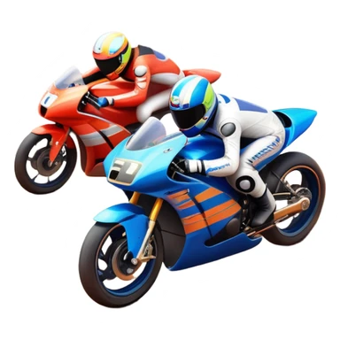 A sleek racing car and motorcycle speeding on a track, leaving a trail of dust behind. The scene captures the thrill of high-speed competition, with blurred motion and vibrant colors, highlighting the dynamic energy of motorsport. sticker