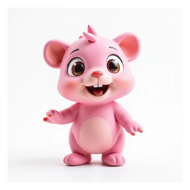 photorealistic pink animal on white background sticker