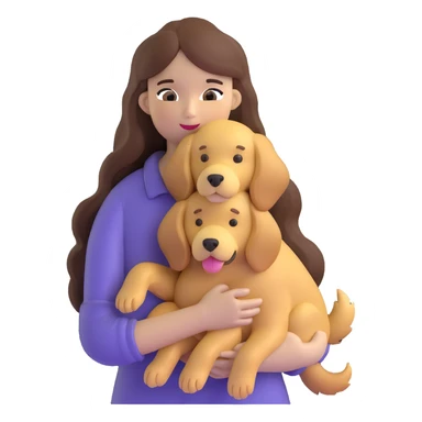 woman with long brown hair holding a golden retriever dog in her arms sticker