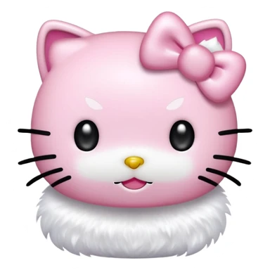 Hello Kitty with pure white fur, sparkling glitter, cute pastel background, emoji style sticker
