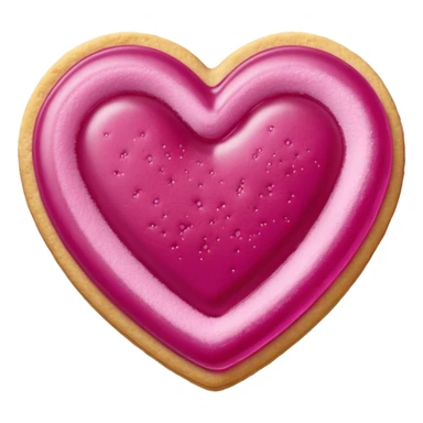 Realistic shortbread cookie in the shape of a heart with Fuchsia color jelly middle filling and sprinkled powder sugar on top. sticker
