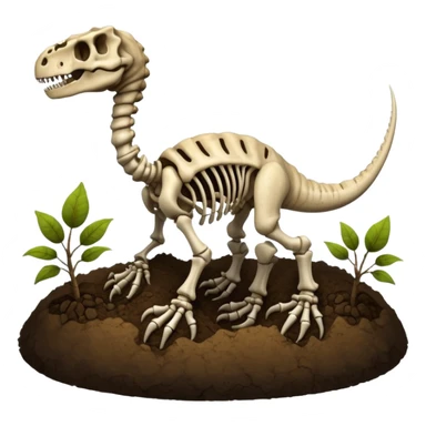 Dinosaur skeleton in soil sticker