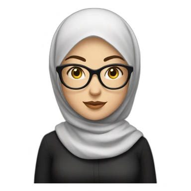 white-woman-wearing-black-hijab-and-black-shirt-and-rounded-glasses sticker