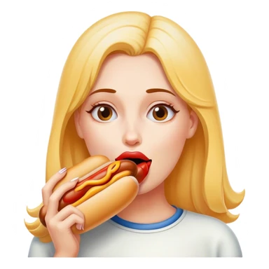 Woman licking hotdog sticker