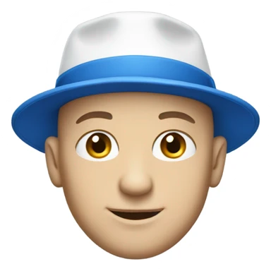 White bald Man smirking in a blue hat sticker