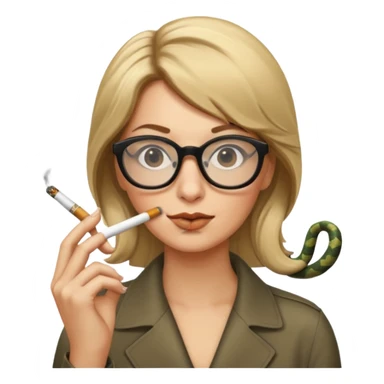 can you create a sneaky bitch SNAKE with big glasses smoking a cigarrette? the SNAKE needs to have dirty blonde hair sticker