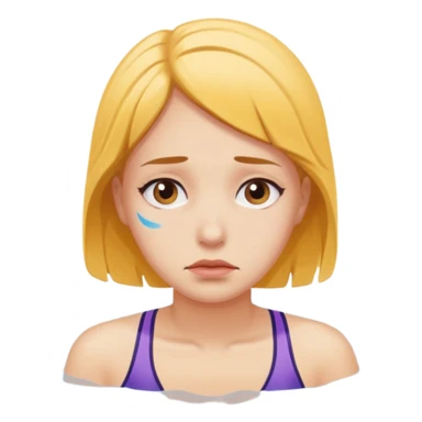 a woman swimming alone, looking sad sticker