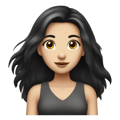 Pretty fair skinned girl with long black hair and light eyes sticker