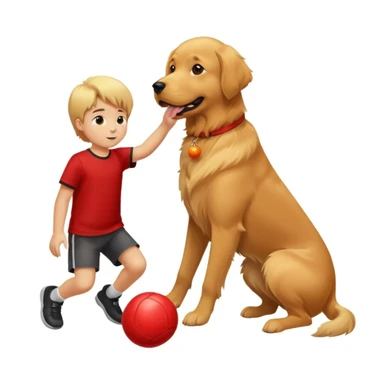 kid and dog playing with ball sticker