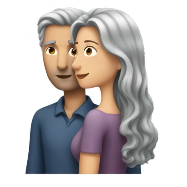 Man with brown hair kissing woman with long gray hair  sticker