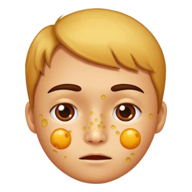 person with chicken pox on their face sticker