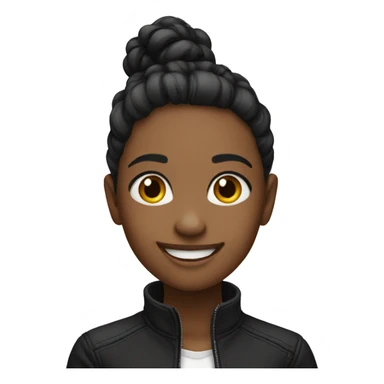 smiling girl in black jacket sticker