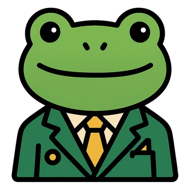 cartoon frog in a sharp green suit with gold accessories sticker