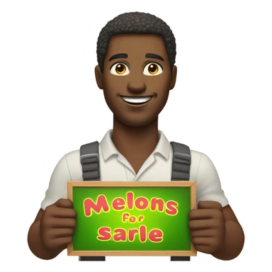African American Male holding a sign that says "MELONS FOR SALE" sticker