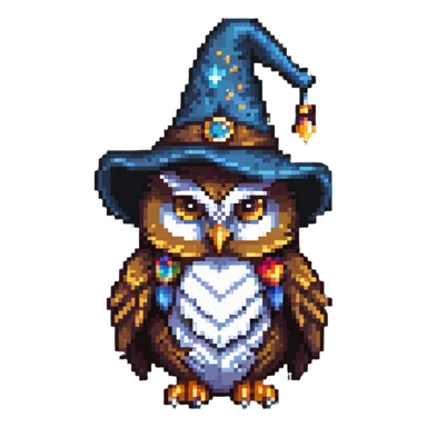 Owl with a wizard hat sticker