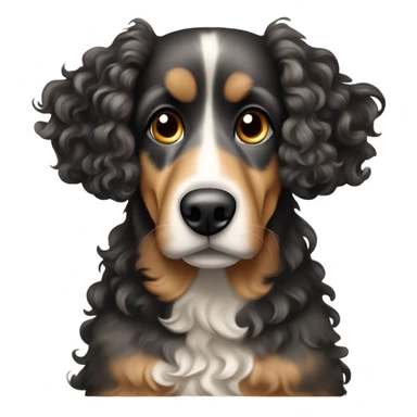 Black and tan merle curly haired dog with long floppy ears sticker