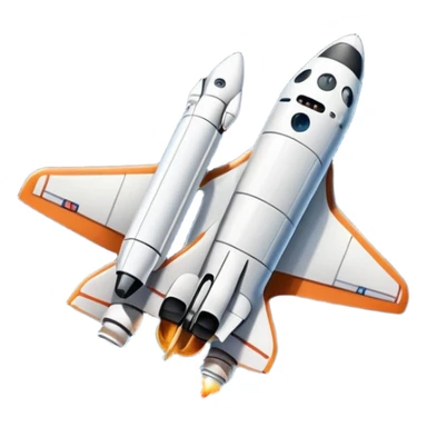An icon featuring a space shuttle and an airplane against a starry sky, symbolizing aerospace technology. The design includes rocket boosters and satellite orbits, representing the exploration of space and advanced aviation. Transparent background sticker