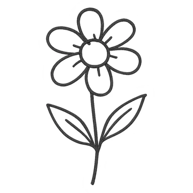 Один цветочек в стиле дудлинг — нарисован вручную sticker