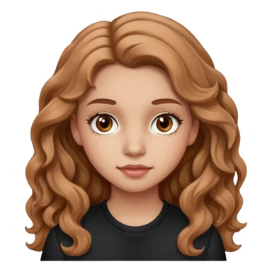 teenage girl with wavy long hazelnut hair, wearing blush and mascara, looking confident sticker