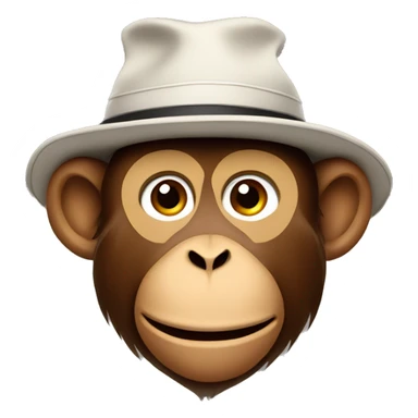 monkey with a thoughtful face in a hat sticker