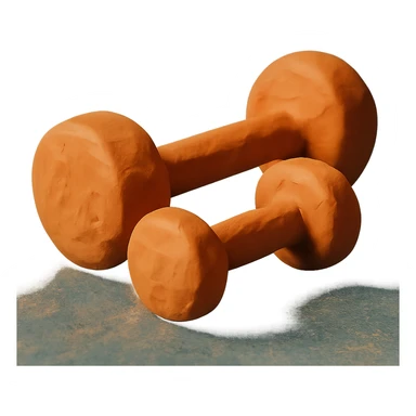 claymation style orange dumbbells sticker