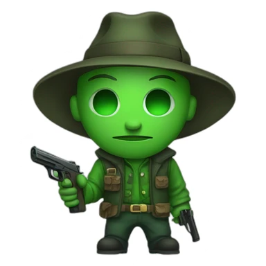 green misterious People with gun sticker