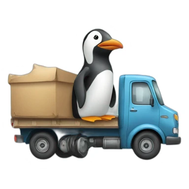 penguin riding a truck sticker