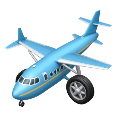 The aircraft's landing gear is one inflated, plump wheel with a strut, black in color, cartoon-style, isometric sticker