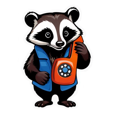 badger with corded phone sticker