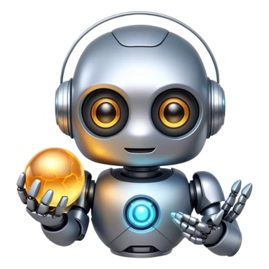a cute robot holds a magic ball sticker