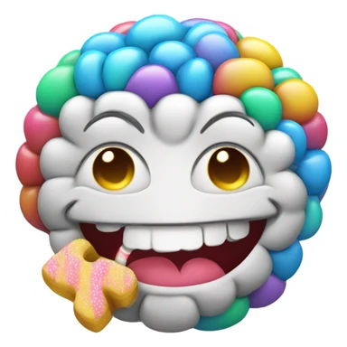 Happy brain with a candy in Its mouth sticker