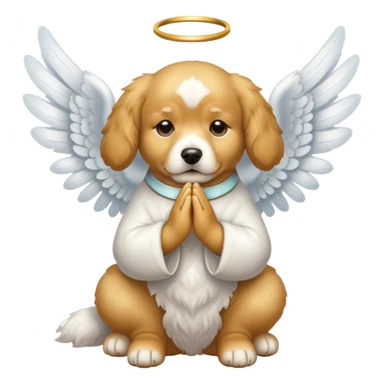 Dog with angel wings, praying sticker
