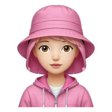 Stylish pink outfit with bucket hat sticker