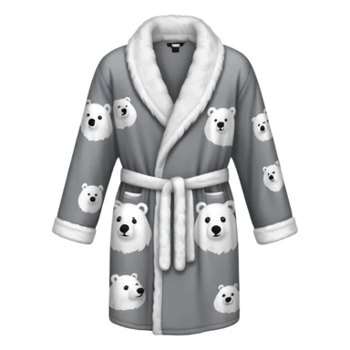 grey shower robe with polar bears sticker