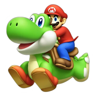 Yoshi riding on Mario sticker