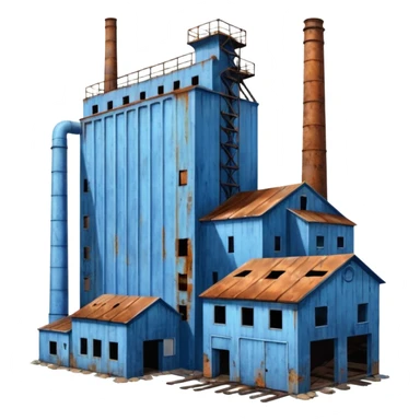 Abandoned factory blue sticker