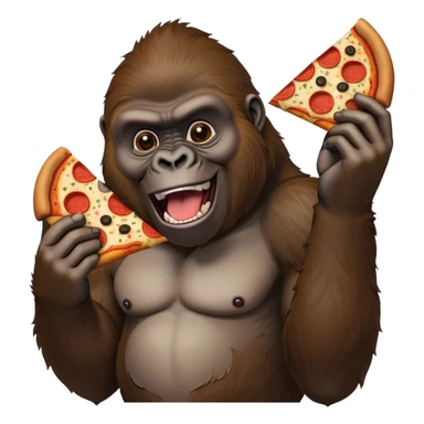 Gorila eating pizza sticker