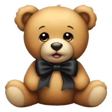 Cute teddy bear with black bow sticker