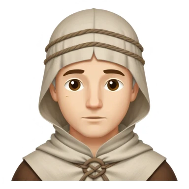 Medieval male linen coif tied under chin sticker