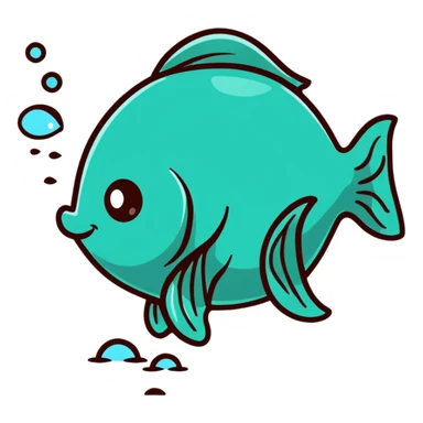 playful fish peeing sticker