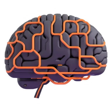 glowing AI brain with circuits sticker