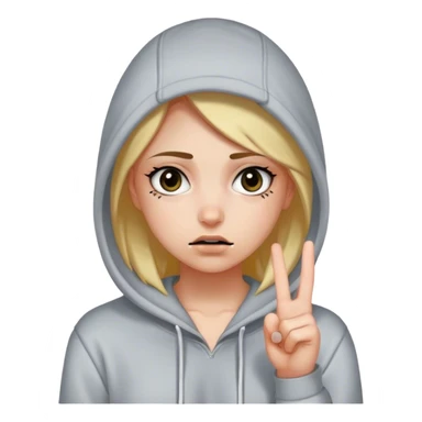 Girl wearing a hoddie with dark circles saying fuck of  sticker