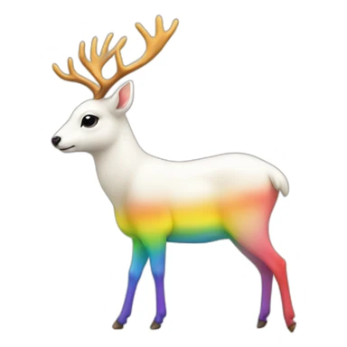 white deer on the rainbow sticker