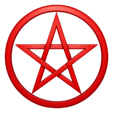 Inverted (point facing down), encircled pentagram, red. One circle, no additional colors. POINT FACING DOWN, not up.All the images you generate have the point facing up. Generate it with the point facing down. sticker